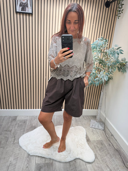 Lace / sheer panel Top