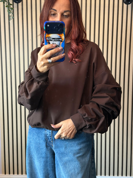 Rouched Sleeve Sweatshirt