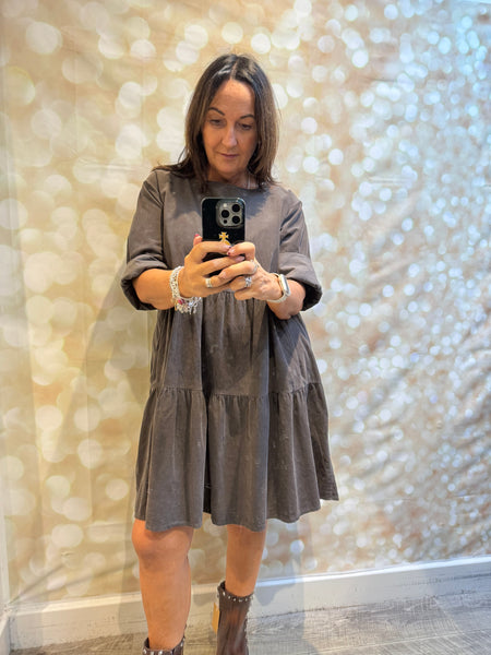 Studio Needlecord Tiered swing dress