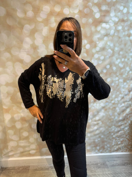 Soft touch leopard/metallic Jumper