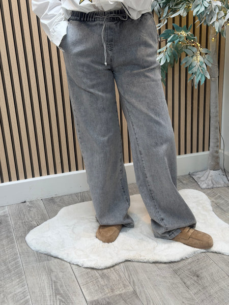 Grey Wide Leg Jogger Style Jeans