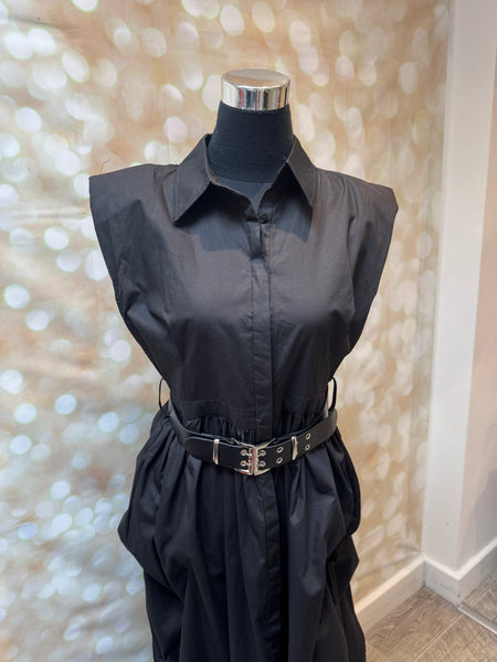 Studio Rouched Back Belted Dress