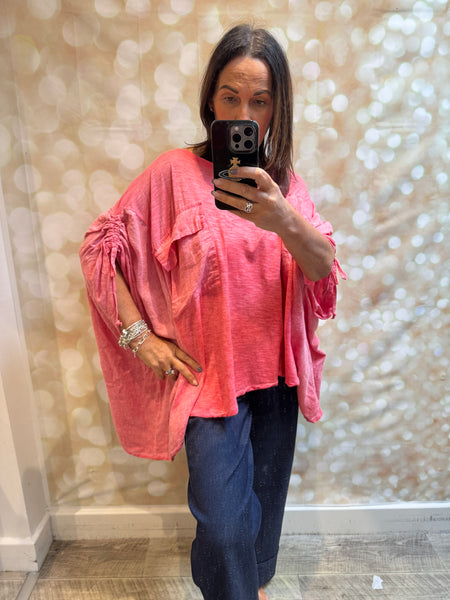 Cold wash Linen / Jersey Oversized Top