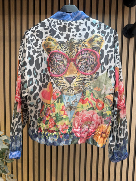 Silky Leopard Bomber Jacket