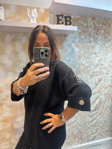 Embellished 3/4 Sleeve Jumper