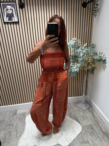 Geometric Bandeau Top Hareem Jumpsuit