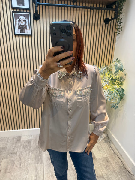 Studio Embellished Silky  blouse