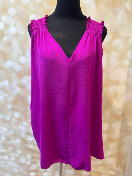 Shirred Shoulder Swing Vest