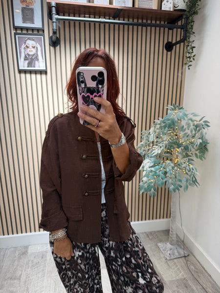 Military Jacket in Crinkle Fabric