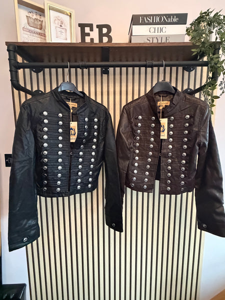 Pleather Military Jacket