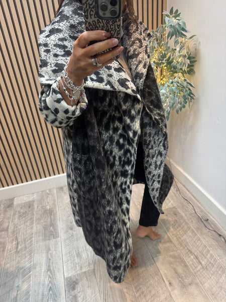 Studio Waterfall Leopard Wool Mix Coat