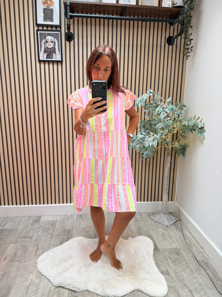 Aztec Print Tiered  Dress