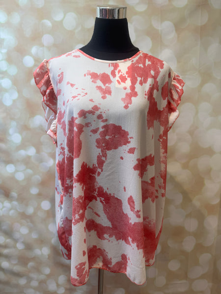 Crinkle Top in Cow Print