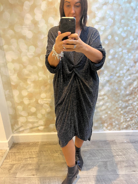Glitter Twist Front Sparkle Dress
