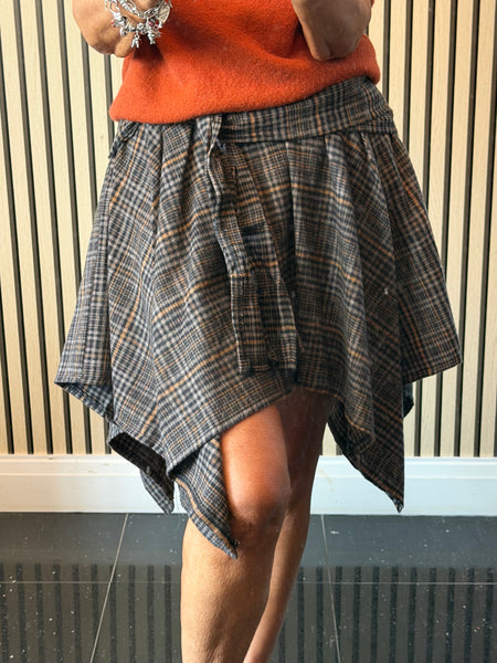 Checked Hanky Hem Skirt