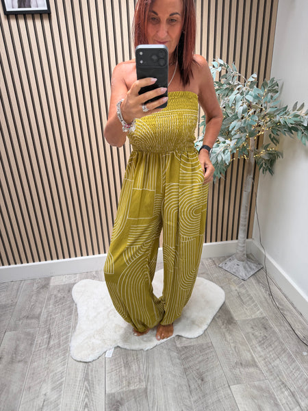 Geometric Bandeau Top Hareem Jumpsuit
