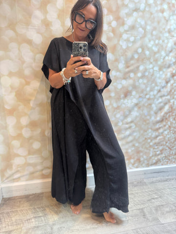 Crinkle Palazzo trousers /Overlay  top