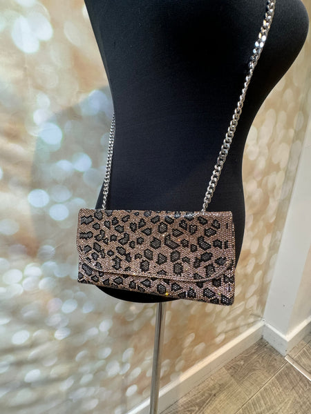Studio Leopard Diamante Clutch Bags
