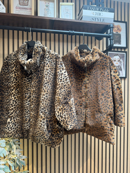 Fur Leopard Cropped Coat