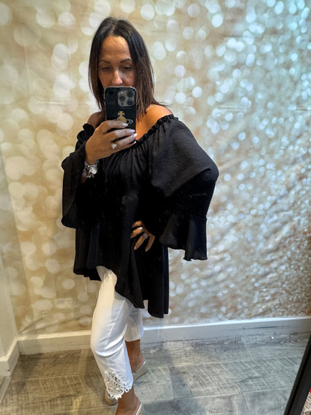 Bardot Hi Lo Top in crinkle fabric