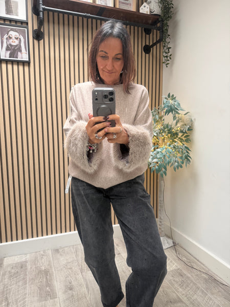 Soft Knit Jumper with Fur cuff