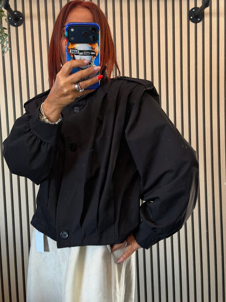 Pleated Funnel neck Bomber Jacket