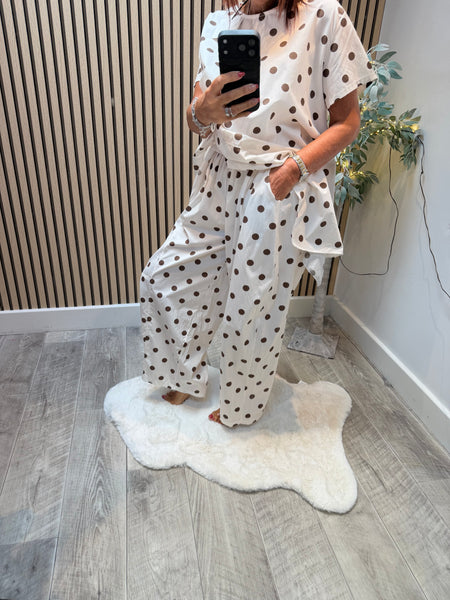 Polka Dot 2 Piece Trouser / Top set