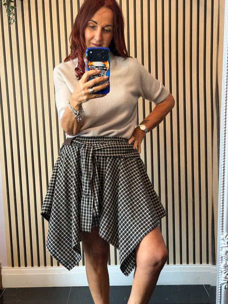 Checked Hanky Hem Skirt