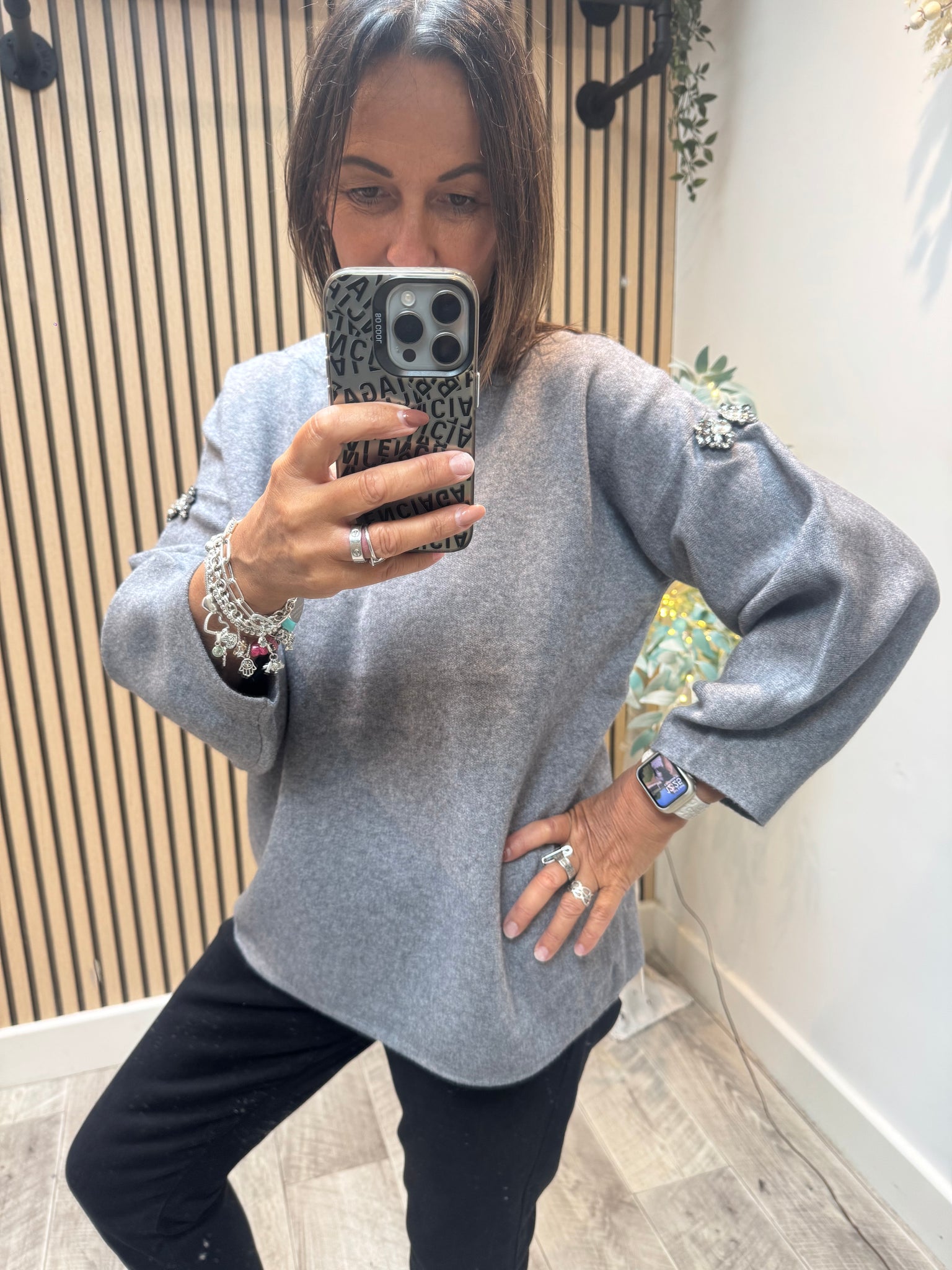 Embellished Balloon Sleeve Jumper