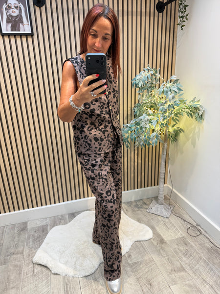 2 Piece Leopard Trouser / Waistcoat set
