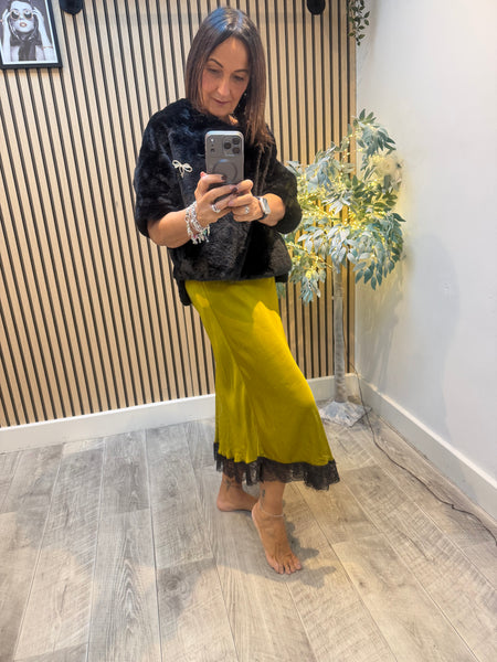 Soft Fur Top with Brooch