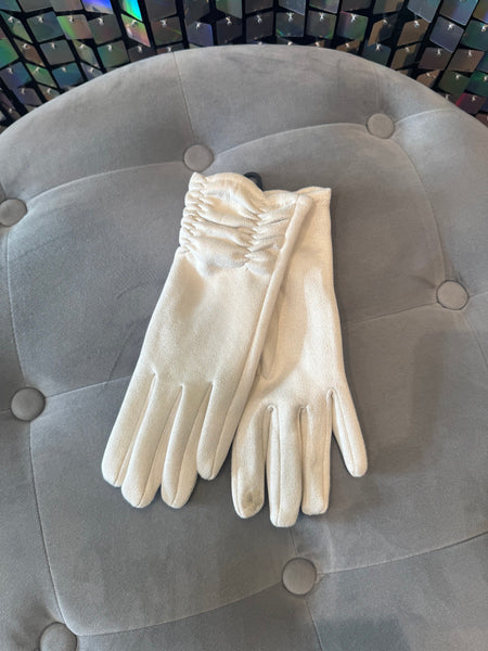 Suedette Rouched detail Gloves