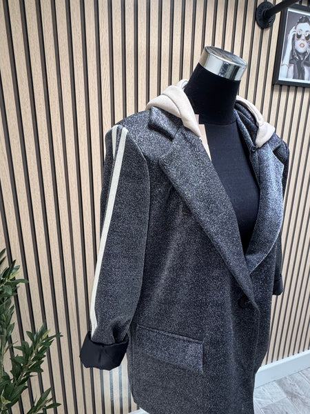 Zeta Otto Sparkle Hooded Long Sleeve Blazer