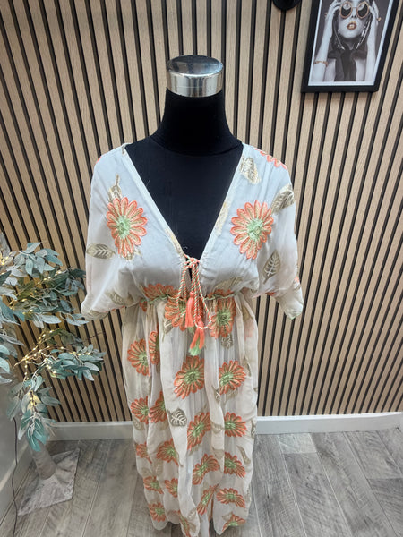 Embroidered chiffon Maxi Dress