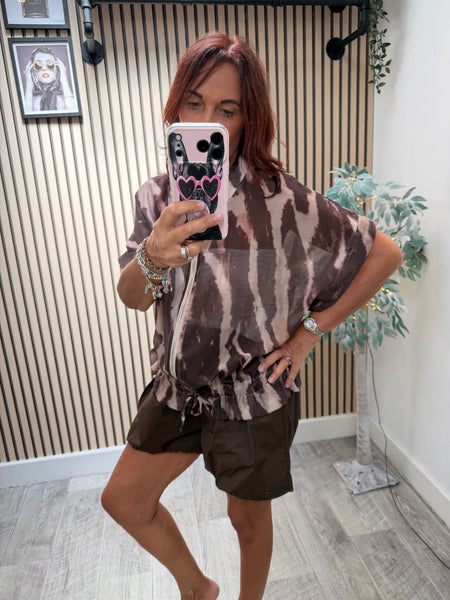 Silky Bomber Jacket with short sleeves
