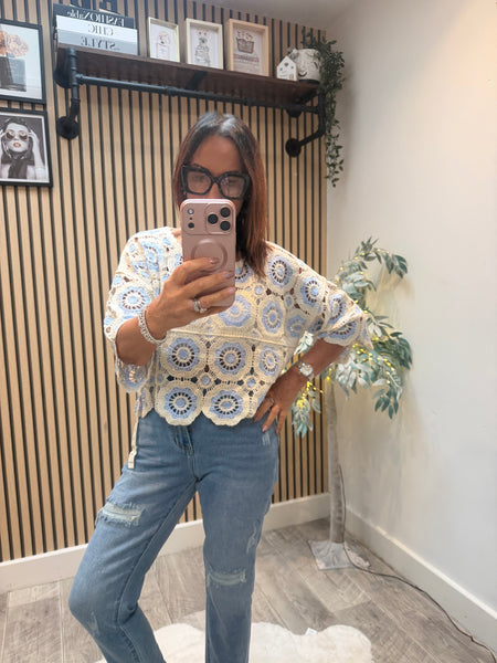 Cropped Floral crochet Top