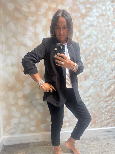 Rouched Sleeve Blazer