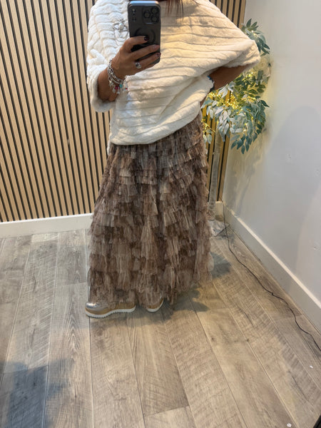 Tulle Tie Dye Tiered Maxi Skirt