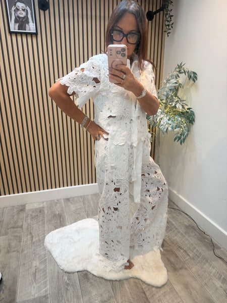 Lace 2 Piece Palazzo Trouser / Blouse  set