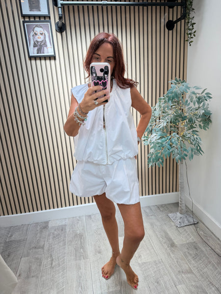 Cotton Bubble hem Bomber Gilet
