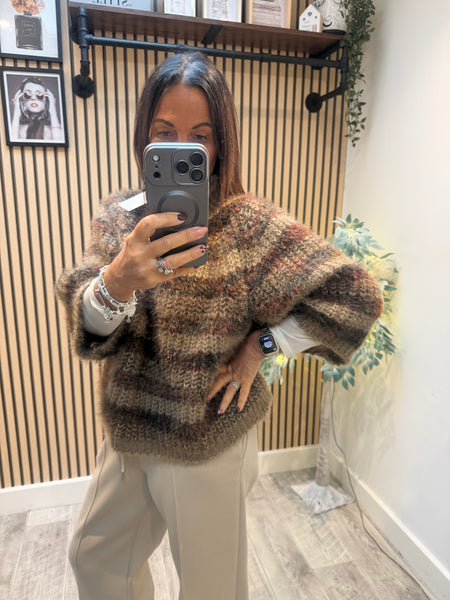 Stripe Chunky Knit Sparkly Jumper