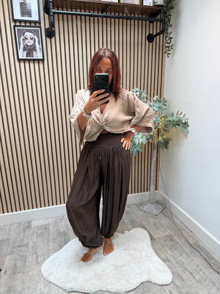 Crinkle wide waist BalloonTrousers
