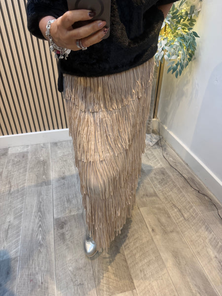 Fringed Maxi Skirt