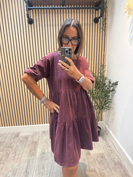 Studio Needlecord Tiered swing dress