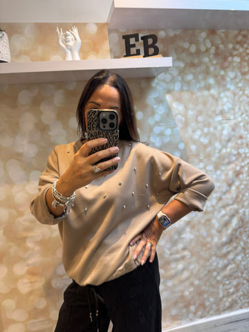 Scuba Sweatshirt with diamante front