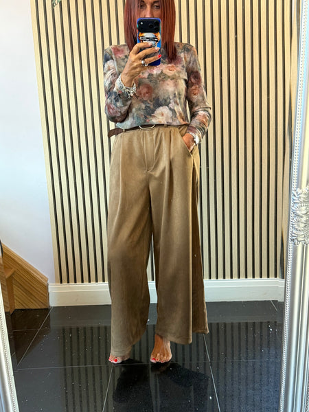 Faux Suede Culotte Trousers