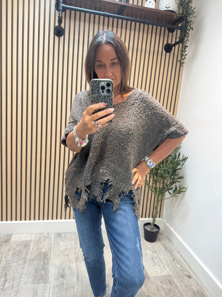 Distressed Hem Chunky popcorn Jumper