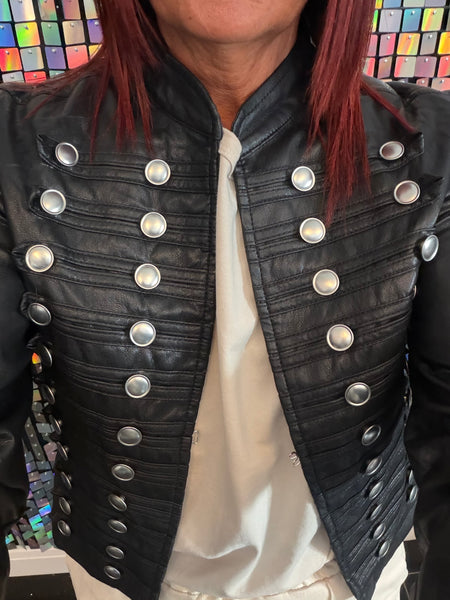 Pleather Military Jacket