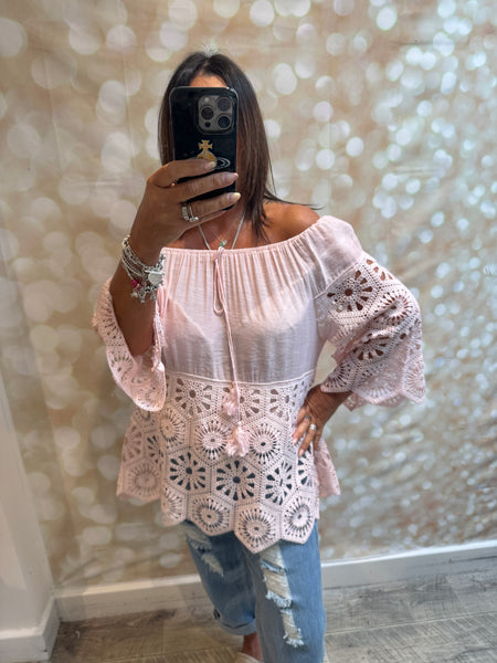 Bardot /Crochet Top