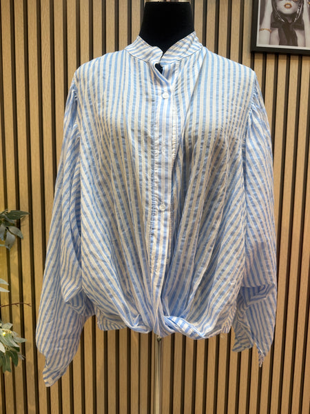 Striped Twist Hem  shirt